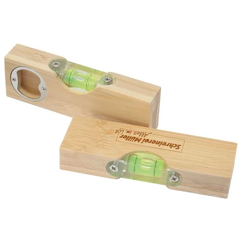 Niveau à bulle en bambou avec ouvre-bouteille personnalisable