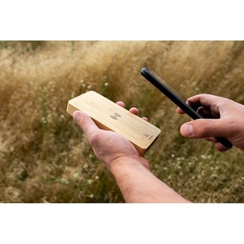 Power Bank Bambou 8000 mAh avec Charge sans Fil 15W Personnalisable