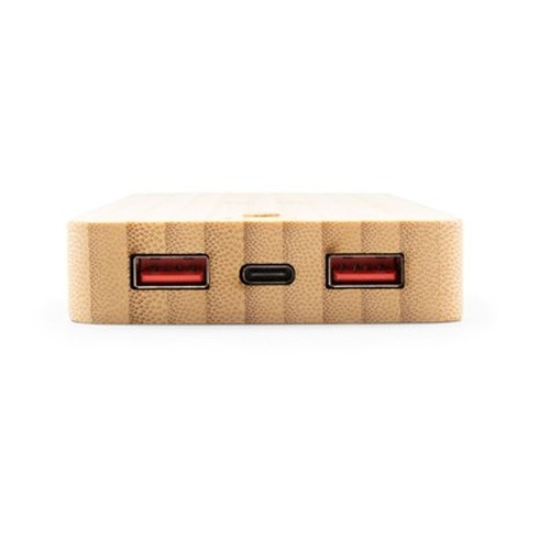Power Bank Bambou 8000 mAh avec Charge sans Fil 15W Personnalisable