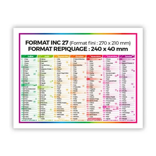 Calendrier bancaire 2026 4 Saisons personnalisable - 4 formats