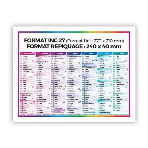 Calendrier bancaire 2026 4 Saisons personnalisable - 4 formats