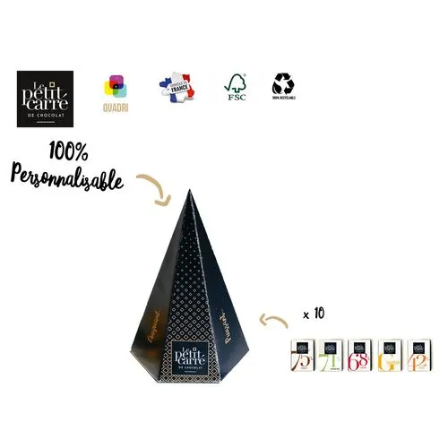 Pyramide Chocolat Bio Personnalisée - 10 Carrés Premium 71% Cacao