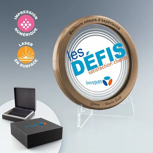 Médaille Verre & Métal Personnalisable - Or/Argent/Bronze avec Coffret