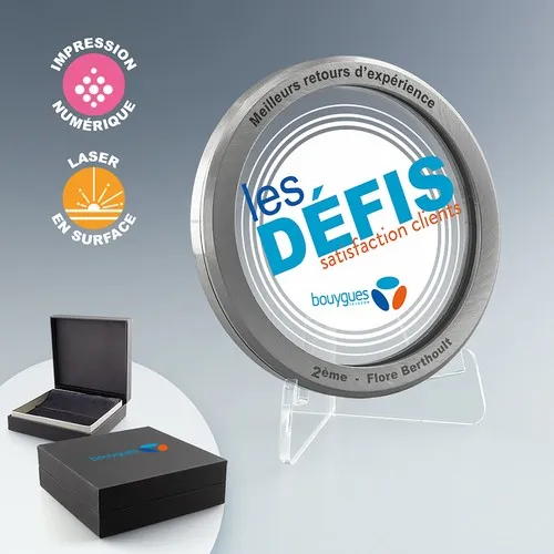 Médaille Verre & Métal Personnalisable - Or/Argent/Bronze avec Coffret