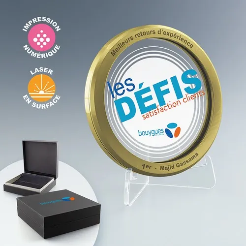 Médaille Verre & Métal Personnalisable - Or/Argent/Bronze avec Coffret