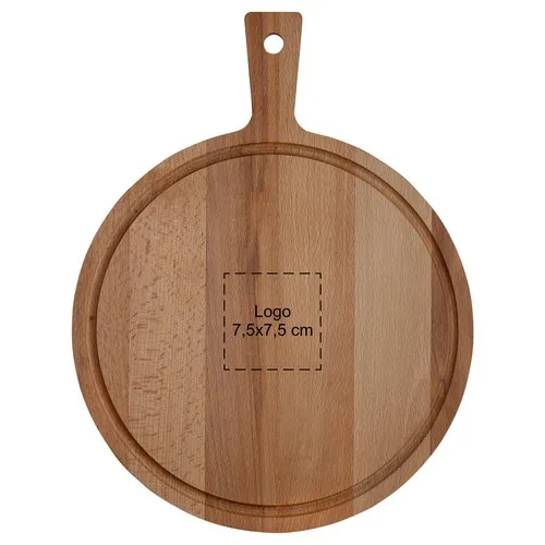 Planche à servir ronde en hêtre personnalisable ⌀ 31 cm avec poignée
