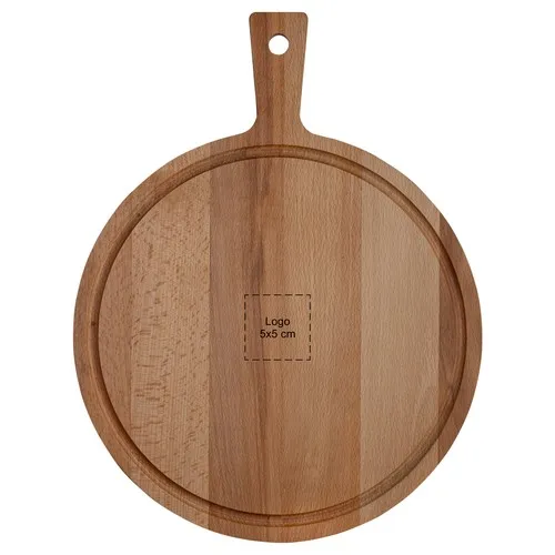 Planche à servir ronde en hêtre personnalisable ⌀ 31 cm avec poignée