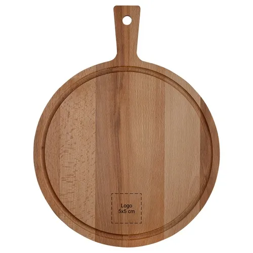 Planche à servir ronde en hêtre personnalisable ⌀ 31 cm avec poignée