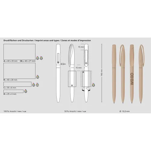 Stylo Bille Écologique Bois et Bioplastique Personnalisable