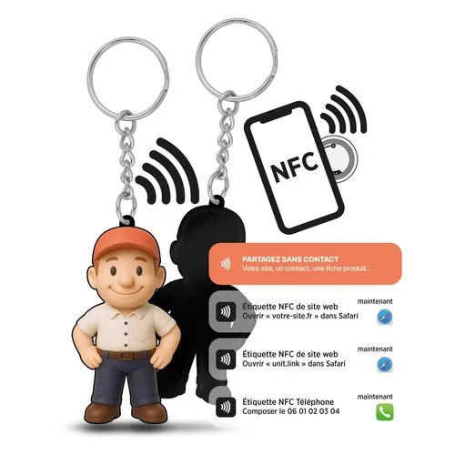 PORTE-CLÉS PVC SOUPLE 3D AVEC PUCE NFC