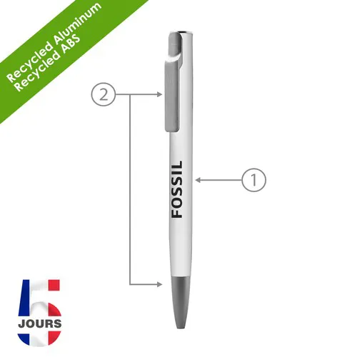 AIIE Stylo bille Alu Recylé Blanc mat FR