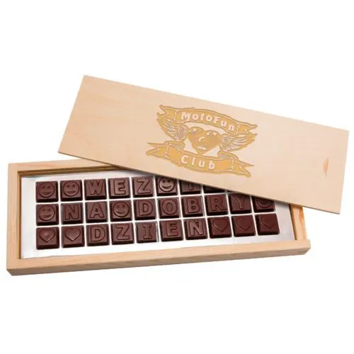 Chocolat message L30 en boîte en bois