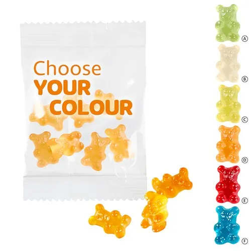 Oursons publicitaires monochromes 10g - Sachet compostable