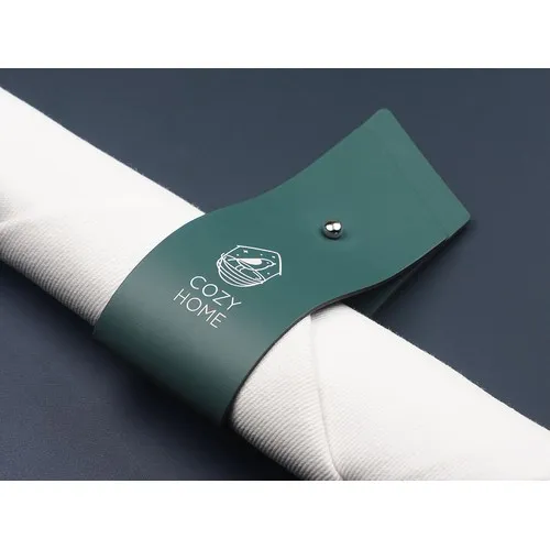 Rond de serviette personnalisable en cuir recyclé - Dès 20 ex.