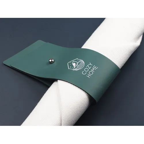 Rond de serviette personnalisable en cuir recyclé - Dès 20 ex.