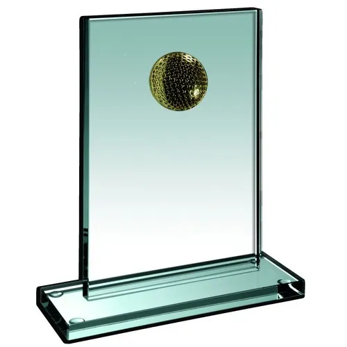 Trophée Golf en Verre Blanc Personnalisable - Insert Doré ou Argenté