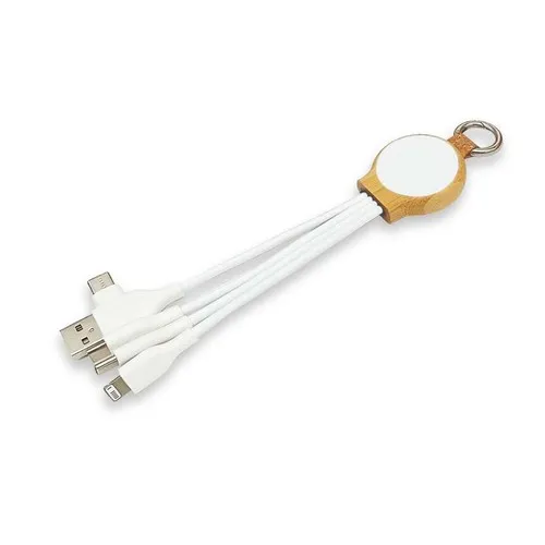 Câble de Charge Multi-Connecteurs Bambou Personnalisable Logo Lumineux