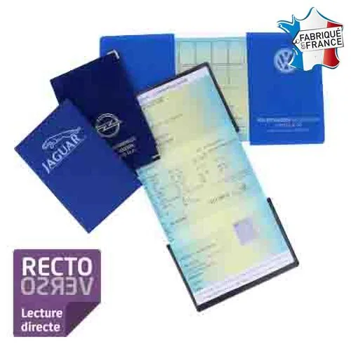 Porte carte grise 3 volets dont volet central transparent