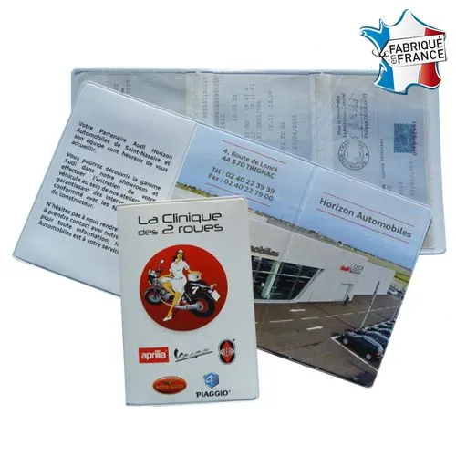 Porte carte grise 3 volets dont volet central transparent