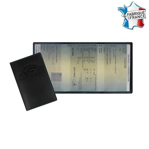 Porte carte grise 3 volets dont volet central transparent
