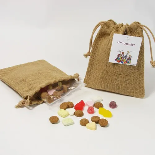 Sac bourse en jute naturelle avec cordon - Personnalisable par sérigraphie