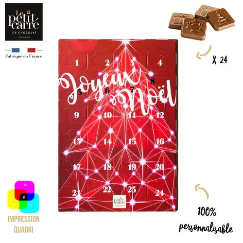 Calendrier de l'Avent Chocolat au Lait 60g - 24 Cases Personnalisables