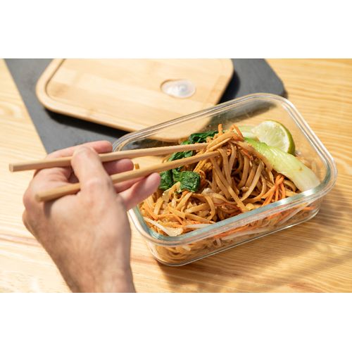 Lunch Box Verre Borosilicate 800ml avec Couvercle Bambou