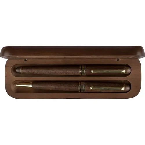 Coffret Stylos Bois de Noyer Adelina - Parure Écriture Premium