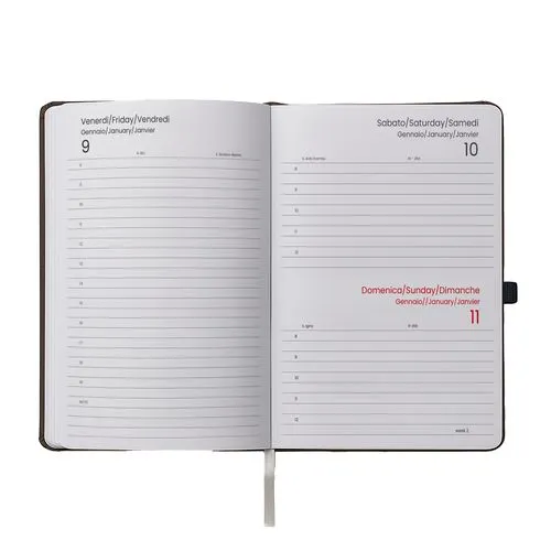Agenda Journalier 2026 Personnalisable - Couverture Rigide PU Marron