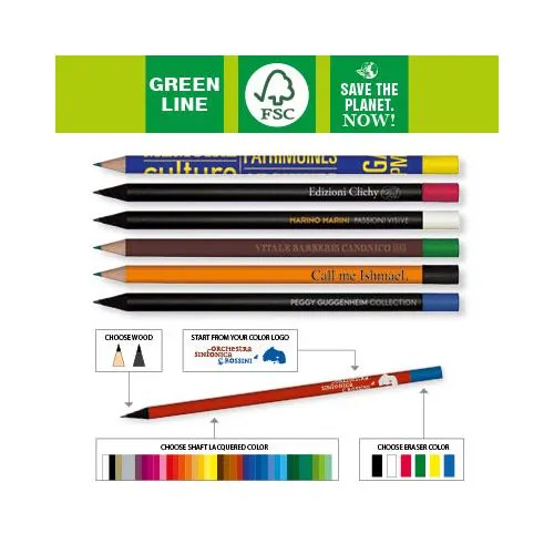 Crayon à papier personnalisable avec gomme sans virole FSC®