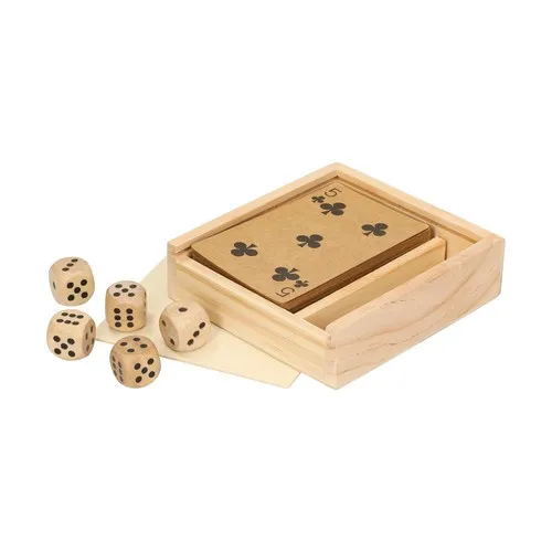 Set de Jeu de Voyage en Bois Personnalisable - Cartes et Dés