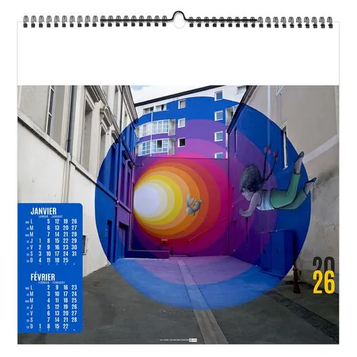 STREET ART 2026 - SMALL 330 x 330 mm - MARQUAGE 1 COULEUR - RELIURE BAGUETTE