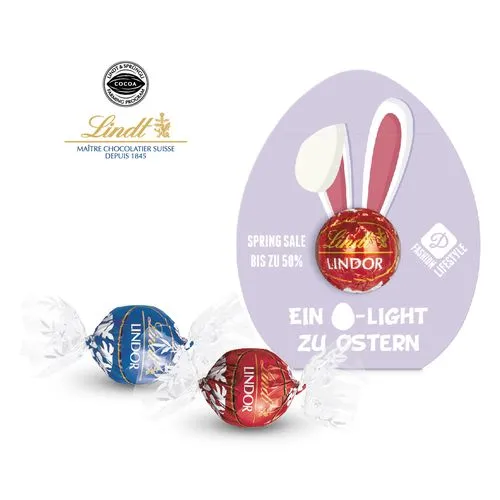 TRUFFES AU CHOCOLAT LINDT LINDOR dans un carton personnalisable "oeuf de Pâques"