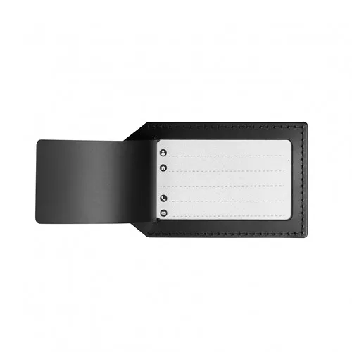 Porte-étiquette bagage connecté en cuir upcyclé - Fabrication française