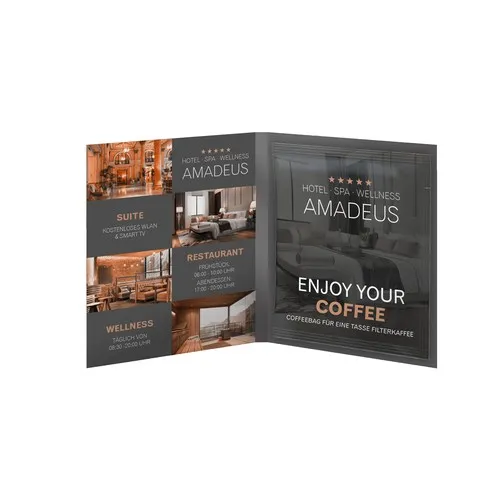 Carte pliable café bio avec filtre individuel personnalisable