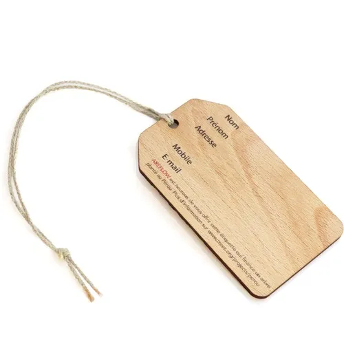 Étiquette de bagage en bois personnalisée - Hêtre massif français