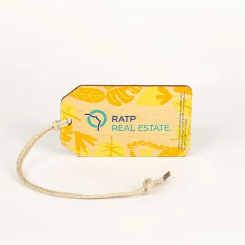 Étiquette de bagage en bois personnalisée - Hêtre massif français