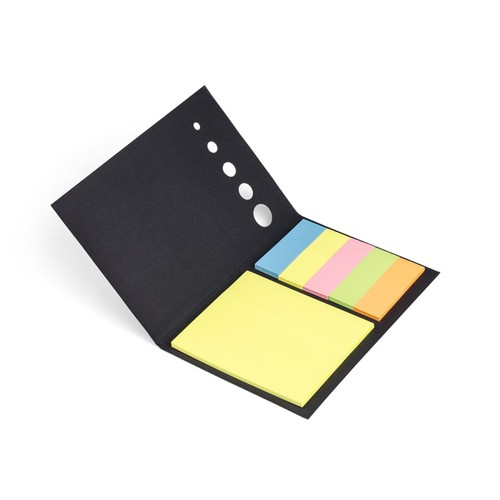 Mémos Autocollants 5 Couleurs Personnalisables - Étui Noir