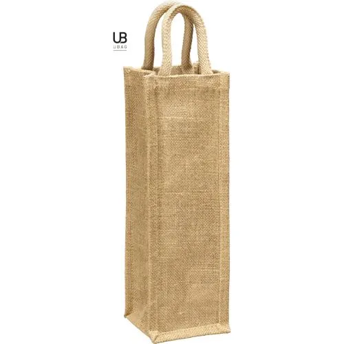 Sac Bouteille en Jute Lurex Doré Personnalisable - Vienna