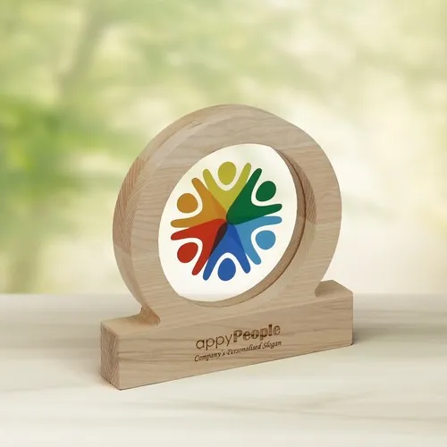 Trophée Rond Bois et Plexiglass Personnalisable - 3 Tailles