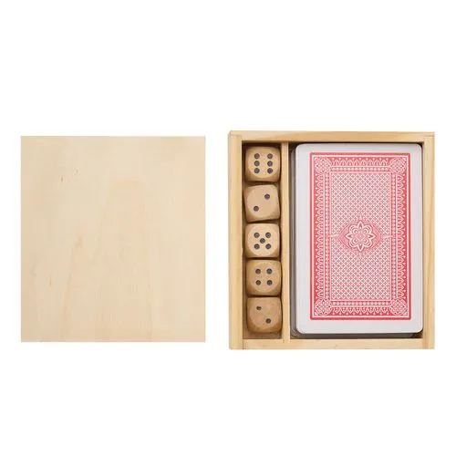 Coffret de Jeu Personnalisable en Bois - Cartes et Dés