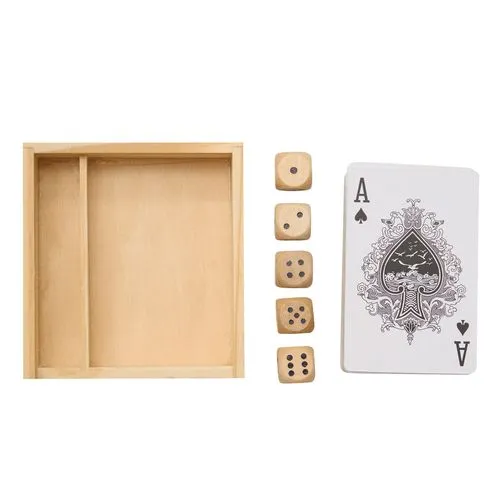 Coffret de Jeu Personnalisable en Bois - Cartes et Dés