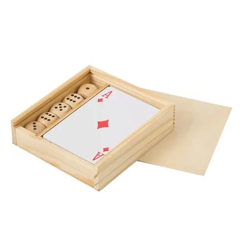 Coffret de Jeu Personnalisable en Bois - Cartes et Dés