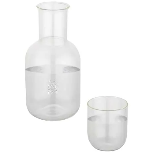 Ensemble carafe et tasse en verre mat personnalisable - 850ml + 200ml