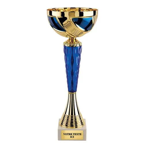 Coupe Prestige Or et Bleu sur Socle Marbre - Trophée Personnalisable