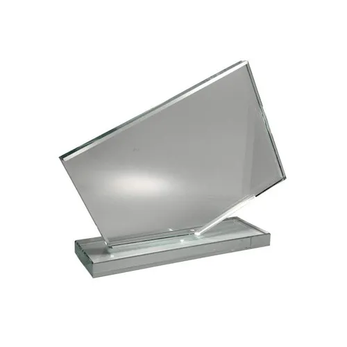 Trophée en Verre Blanc Personnalisable - Gravure Laser et Impression