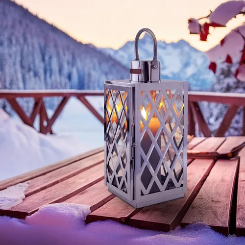 Lanterne Métal Argenté Personnalisable - Cadeau Client Premium