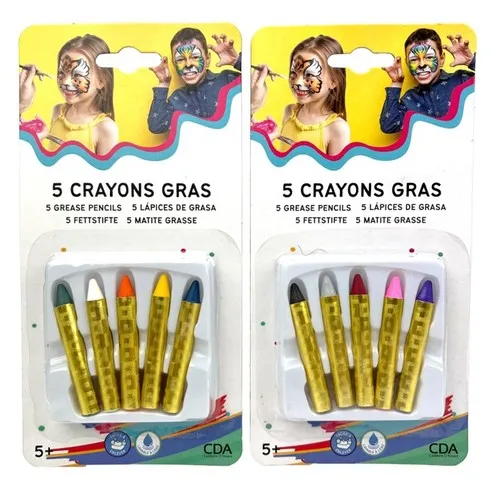 5 Crayons gras 2 x 5 coloris assortis
