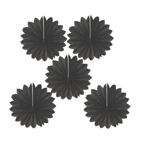 5 Eventails alvéolés noir 15cm