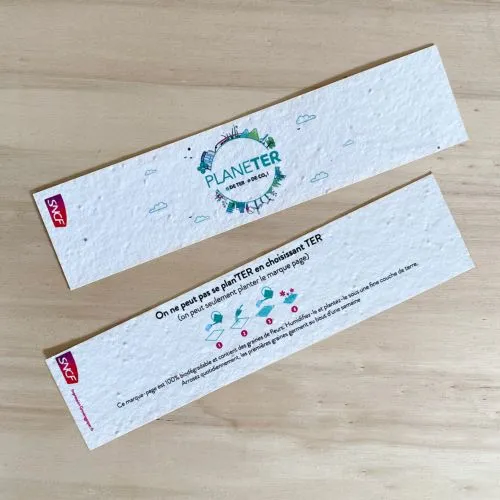 Marque-page à planter personnalisé 50x210mm - Graines au choix